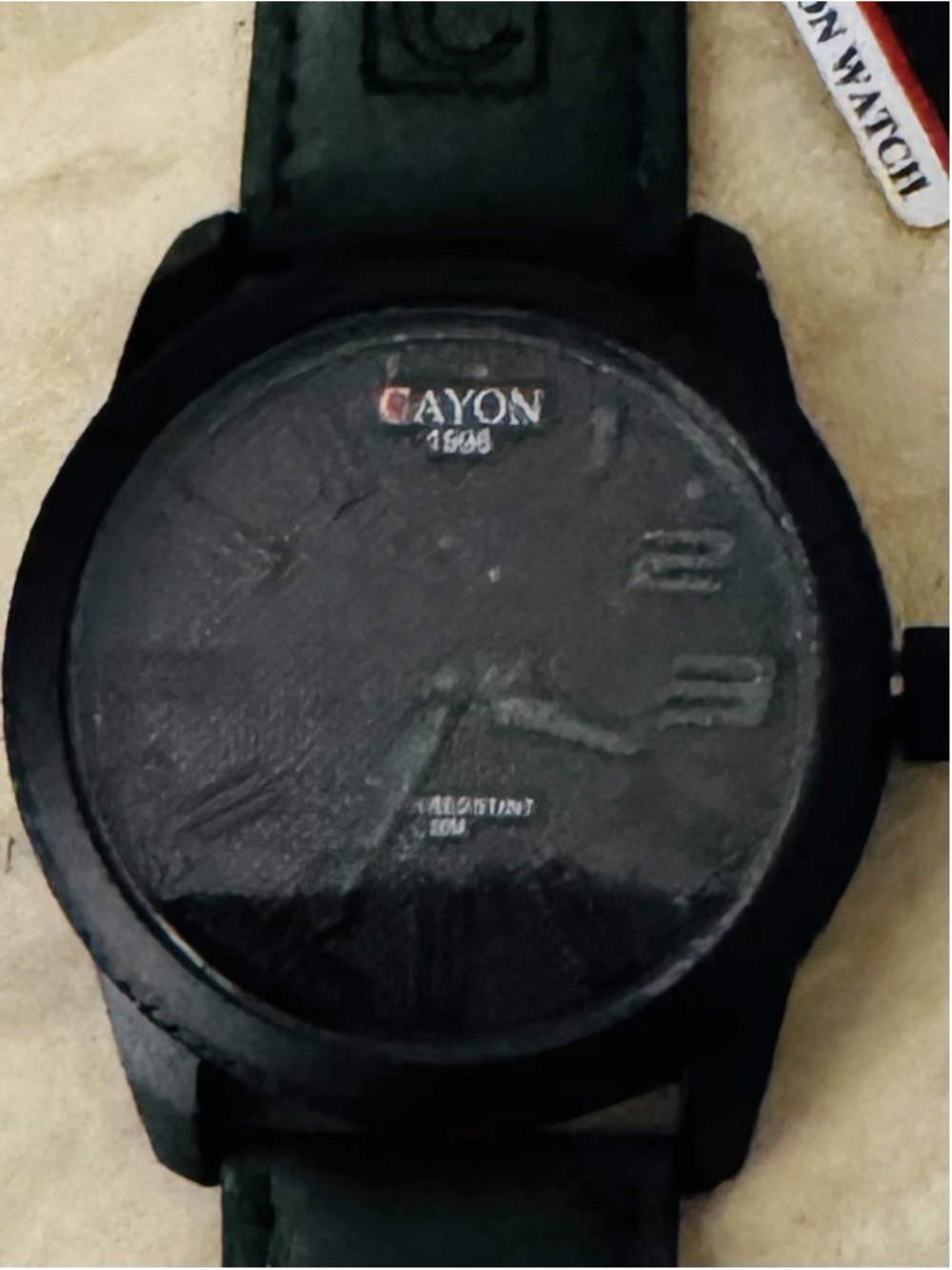 Cayon 1996 Green Leather Water-Resistant Analog Wristwatch with Box